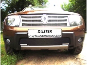 RENAULT Защита радиатора для Renault Duster с вырезами под ДХО (Хром)