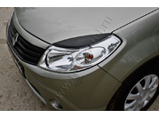 Пластиковые накладки, брызговики Накладки на передние фары (Реснички) Renault Sandero 2009-