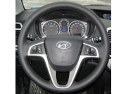 Аксессуары Кожаная накладка на руль Hyundai Solaris, i20, черная
