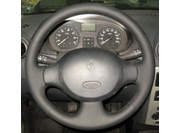 RENAULT Кожаная накладка на руль Renault Logan 1 фаза, Renault Clio II (B/C/SB0), Dacia Logan, черная